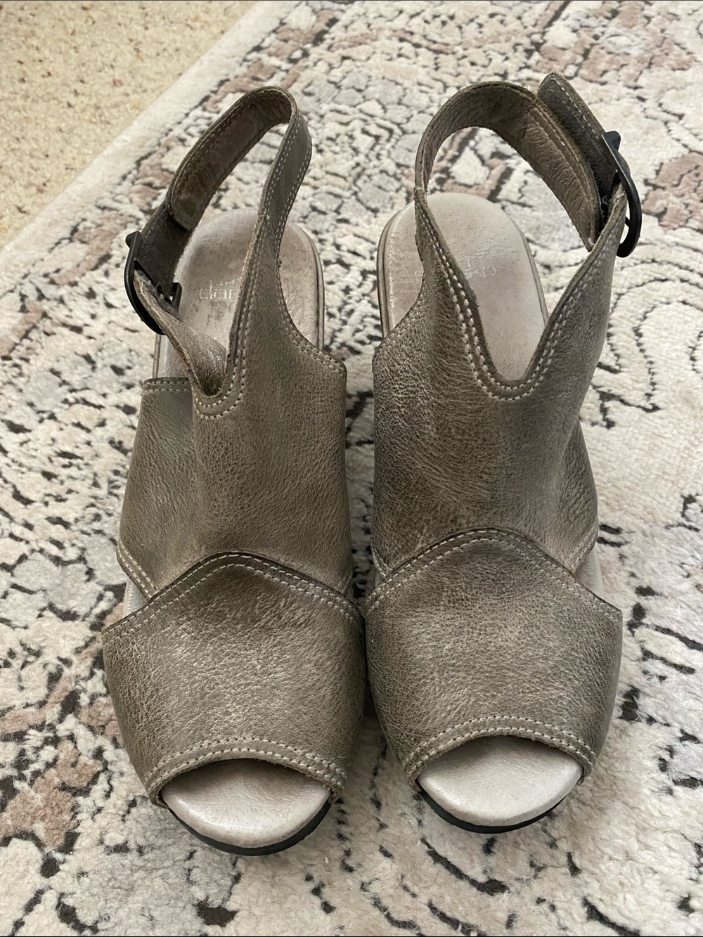 Dansko Taupe Open-Toe Slingback Heels